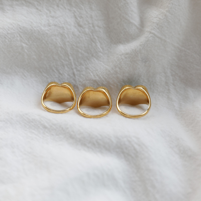 Vrhunski nakit presvučen PVD-om, veleprodaja Ženski prsten od nehrđajućeg čelika, vintage ružičasti smaragd, prozirni cirkon, ljubavno srce