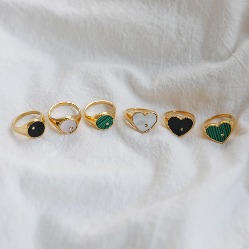 Vrhunski nakit presvučen PVD-om, veleprodaja Ženski prsten od nehrđajućeg čelika, vintage ružičasti smaragd, prozirni cirkon, ljubavno srce