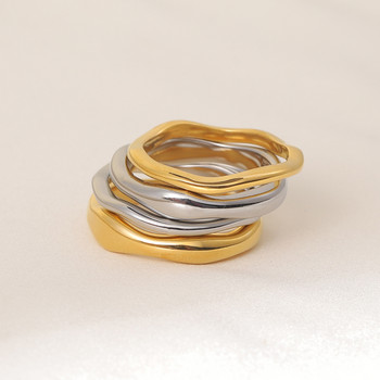 Дамски пръстени от висок клас от неръждаема стомана Joolim Златно покритие Ивица от неръждаема стомана вълнообразни пръстени за жени 2020 г. Бижута