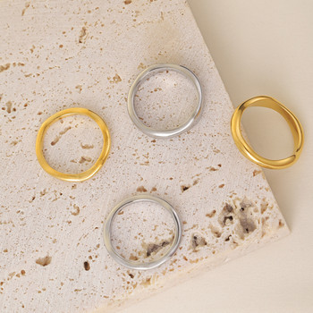 Дамски пръстени от висок клас от неръждаема стомана Joolim Златно покритие Ивица от неръждаема стомана вълнообразни пръстени за жени 2020 г. Бижута