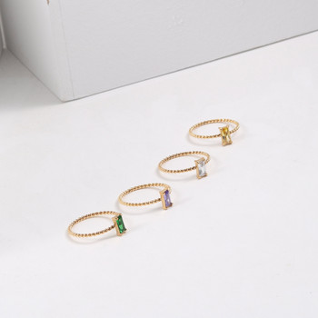 Joolim от висок клас златни PVD водоустойчиви многоцветни квадратни цирконови усукани пръстени за жени Бижута от неръждаема стомана на едро
