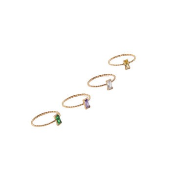 Joolim от висок клас златни PVD водоустойчиви многоцветни квадратни цирконови усукани пръстени за жени Бижута от неръждаема стомана на едро