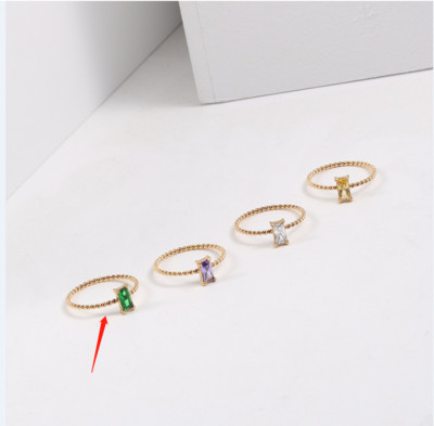 Joolim High End zlatni PVD vodootporni raznobojni četvrtasti cirkonski uvijajući prstenovi za žene Veleprodaja nakita od nehrđajućeg čelika