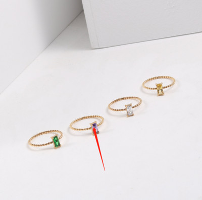 Joolim High End zlatni PVD vodootporni raznobojni četvrtasti cirkonski uvijajući prstenovi za žene Veleprodaja nakita od nehrđajućeg čelika