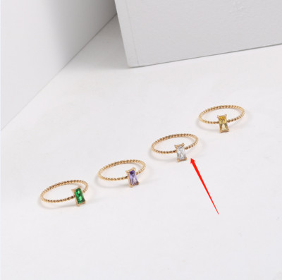 Joolim High End zlatni PVD vodootporni raznobojni četvrtasti cirkonski uvijajući prstenovi za žene Veleprodaja nakita od nehrđajućeg čelika