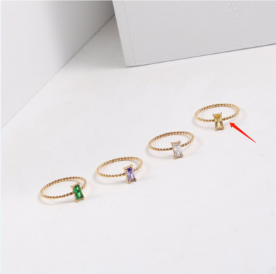 Joolim High End zlatni PVD vodootporni raznobojni četvrtasti cirkonski uvijajući prstenovi za žene Veleprodaja nakita od nehrđajućeg čelika
