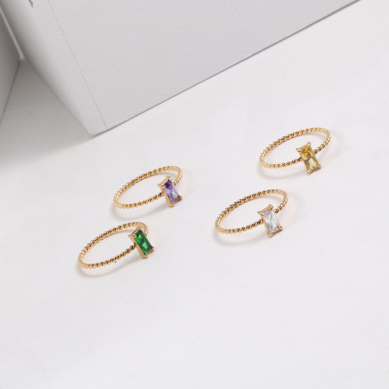 Joolim High End zlatni PVD vodootporni raznobojni četvrtasti cirkonski uvijajući prstenovi za žene Veleprodaja nakita od nehrđajućeg čelika