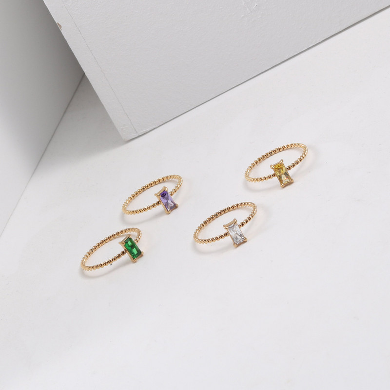 Joolim High End zlatni PVD vodootporni raznobojni četvrtasti cirkonski uvijajući prstenovi za žene Veleprodaja nakita od nehrđajućeg čelika