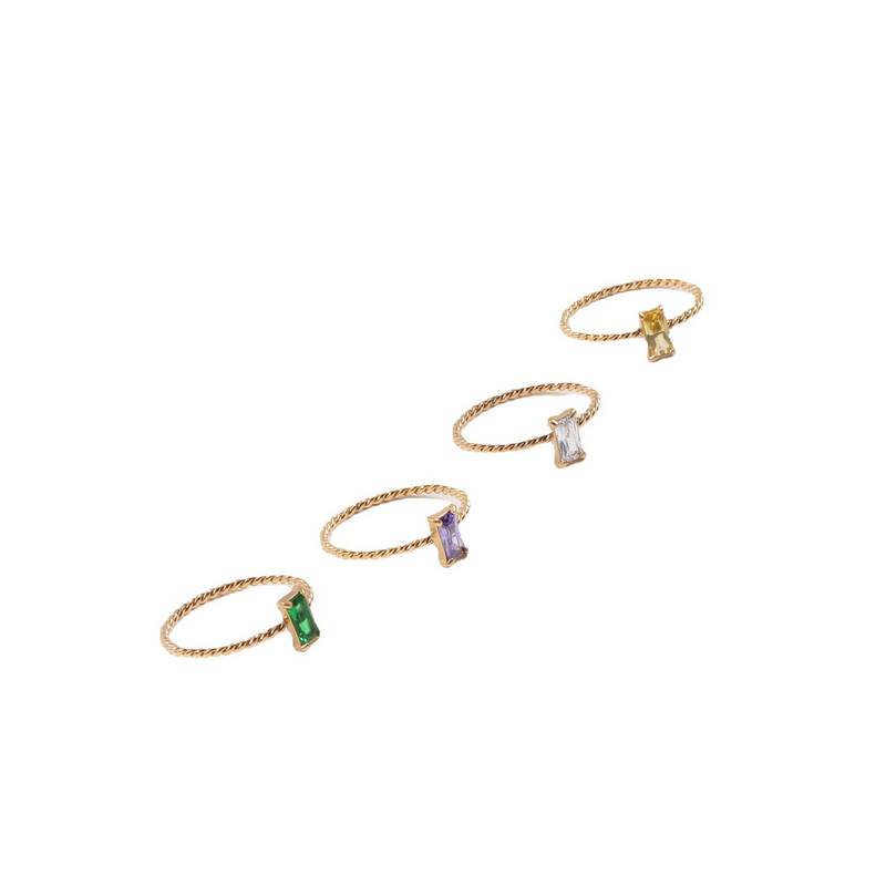 Joolim High End zlatni PVD vodootporni raznobojni četvrtasti cirkonski uvijajući prstenovi za žene Veleprodaja nakita od nehrđajućeg čelika