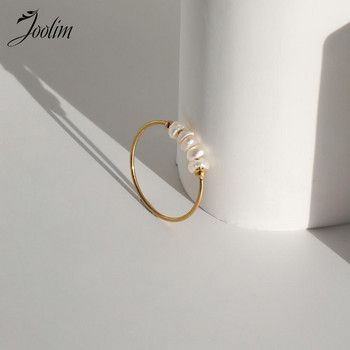Joolim High End PVD естествени сладководни перли Неправилни комбинирани пръстени за жени Бижута от неръждаема стомана на едро
