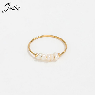 Joolim High End PVD Natural Freshwater Pearl Irregular Combination Rings for Women Κοσμήματα από ανοξείδωτο χάλυβα Χονδρική