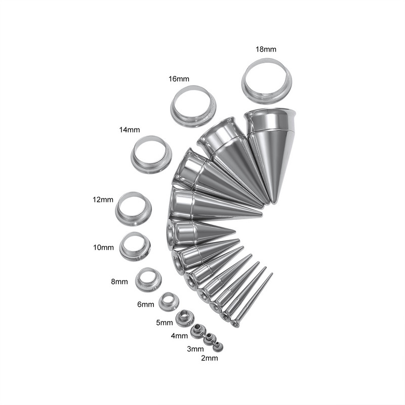 ZS 1 par 2-18 mm tunela za uši Kompleti za istezanje konusa Mjerači za proširenje uha od nehrđajućeg čelika 316L Dvostruki prošireni čepići za uši Body Piercing