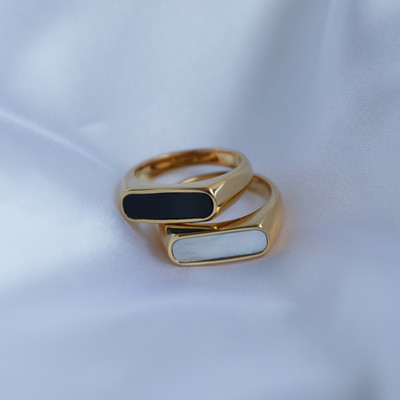 „Joolim“ aukščiausios klasės PVD padengti juodai balti apvalkalo žiedai nerūdijančio plieno papuošalai