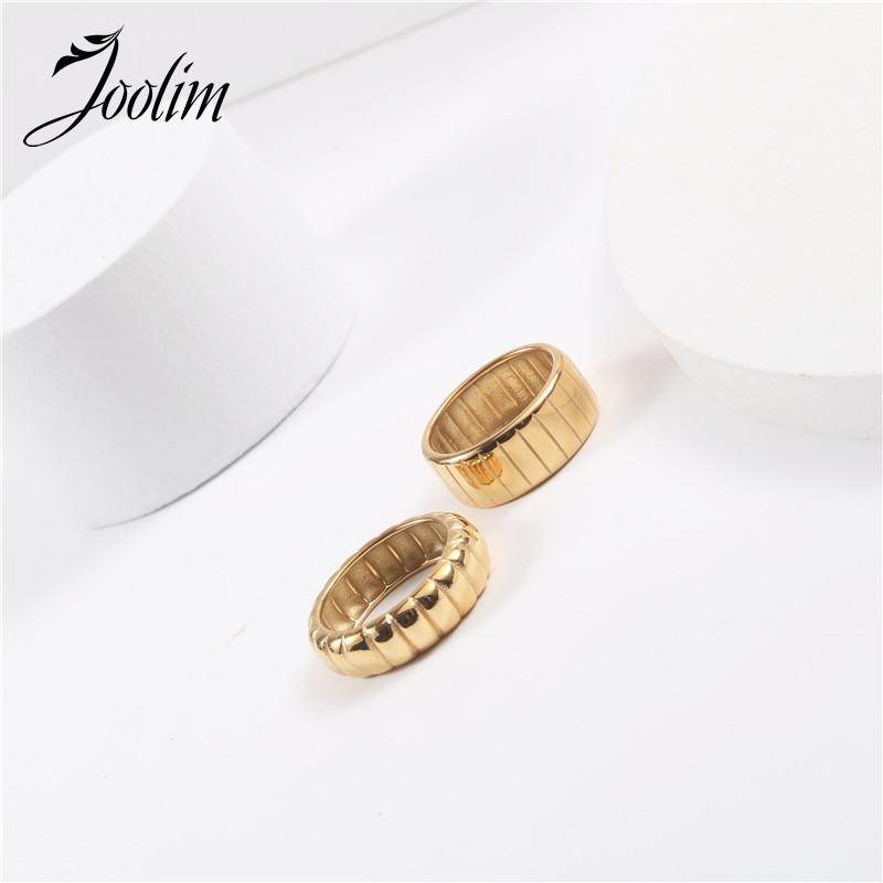 Joolim augstas klases PVD moderni pīti gredzeni sievietēm nerūsējošā tērauda juvelierizstrādājumu vairumtirdzniecība