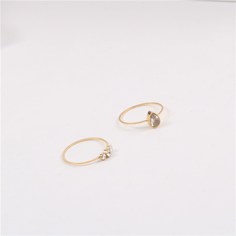 Joolim zelta apdares cirkonija ūdens pilienu nerūsējošā tērauda gredzeni 2021. gada rotaslietas