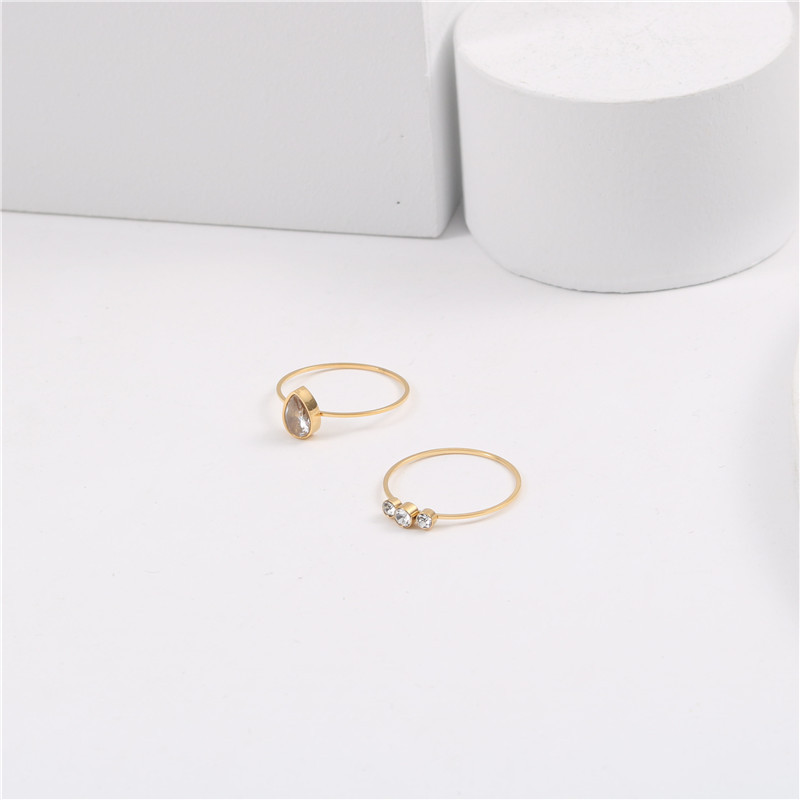 Joolim zelta apdares cirkonija ūdens pilienu nerūsējošā tērauda gredzeni 2021. gada rotaslietas