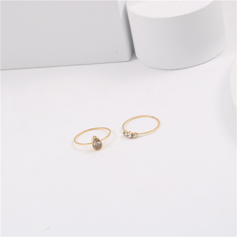 Joolim zelta apdares cirkonija ūdens pilienu nerūsējošā tērauda gredzeni 2021. gada rotaslietas