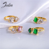 Joolim High End 18K zlato PVD modni kamen koji ne pada, prozirni, veliki kubni cirkon, podesivo prstenje, nakit od nehrđajućeg čelika, veleprodaja