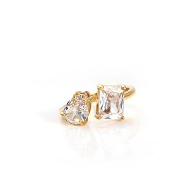 Joolim High End 18K zlato PVD modni kamen koji ne pada, prozirni, veliki kubni cirkon, podesivo prstenje, nakit od nehrđajućeg čelika, veleprodaja