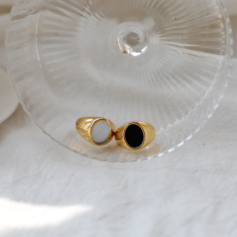 Joolim augstas klases PVD pārklāti nerūsējošā tērauda gredzeni ovāli apvalka gredzeni bez aptraipīšanas