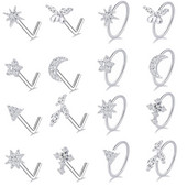 20G Nose Nit L Oblik Prstena za Nos Cirkon Leptir Prsten za Piercing Nos C Oblik Obruč za Nos Cvijet Nariz Prsten za Piercing Septum Nez Pirc