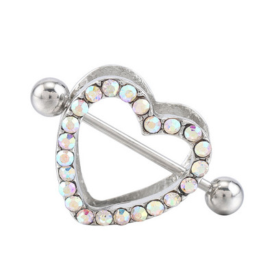 1 pāris 14 G nerūsējošā tērauda krūšu pīrsings, rotaslietas, sirds krūšu pīrsings, stienis, krūšu gredzeni, aizsargapvalks, stienis, seksīgi pīrsingi