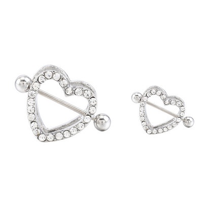 1 pāris 14 G nerūsējošā tērauda krūšu pīrsings, rotaslietas, sirds krūšu pīrsings, stienis, krūšu gredzeni, aizsargapvalks, stienis, seksīgi pīrsingi