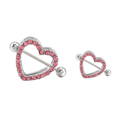 1 pāris 14 G nerūsējošā tērauda krūšu pīrsings, rotaslietas, sirds krūšu pīrsings, stienis, krūšu gredzeni, aizsargapvalks, stienis, seksīgi pīrsingi