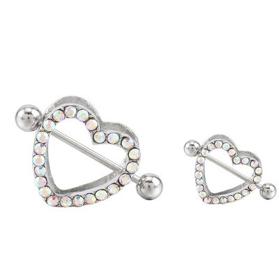 1 pāris 14 G nerūsējošā tērauda krūšu pīrsings, rotaslietas, sirds krūšu pīrsings, stienis, krūšu gredzeni, aizsargapvalks, stienis, seksīgi pīrsingi