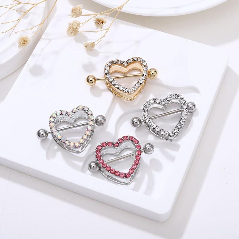 1 pāris 14 G nerūsējošā tērauda krūšu pīrsings, rotaslietas, sirds krūšu pīrsings, stienis, krūšu gredzeni, aizsargapvalks, stienis, seksīgi pīrsingi