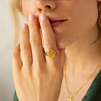 Joolim High End PVD покритие Dainty Sunburst пръстени за жени Бижута от неръждаема стомана
