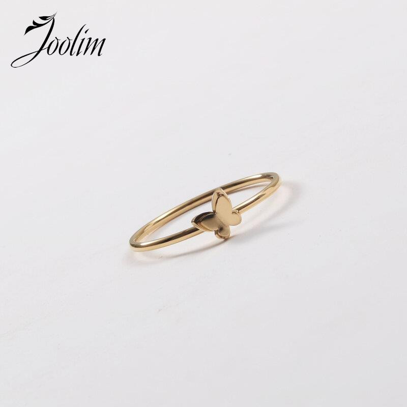 Joolim High End Gold Finish Waterproof Sweety Dainty Double Layer Mini Butterfly Rings Nakit od nehrđajućeg čelika Veleprodaja