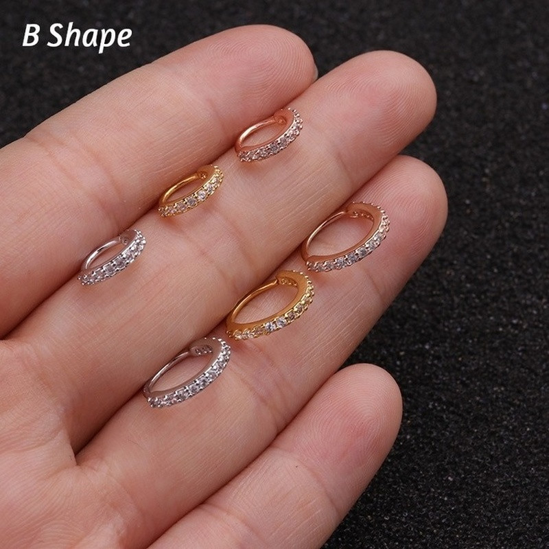 1PCS CZ stīpa auskars skrimšļa auskari Tragus rotaslietas virve starpsienas pīrsings eņģes stīpa deguna pīrsings rotaslietas deguna gredzena stīpa