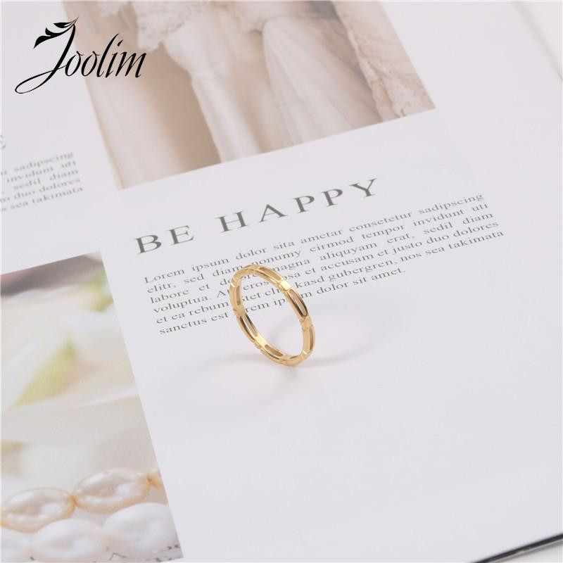 Joolim High End Gold Finish Fashion Personality Hollow Rings Trendy για γυναίκες 18 K PVD επιμεταλλωμένα κοσμήματα από ανοξείδωτο χάλυβα Χονδρική