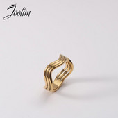 Joolim High End zlatna obrada vodootporni modni višeslojni šuplji valoviti prstenovi Trendy za par Veleprodaja nakita od nehrđajućeg čelika