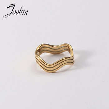 Joolim High End Gold Finish Αδιάβροχο Fashion Multi-layer Hollow Wave δαχτυλίδια Μοντέρνα για ζευγάρια κοσμήματα από ανοξείδωτο χάλυβα Χονδρική