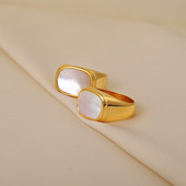 Karstā pārdevēja White Shell nerūsējošā tērauda lentes gredzeni sievietēm Statement gredzeni sieviešu ballīšu gredzeni