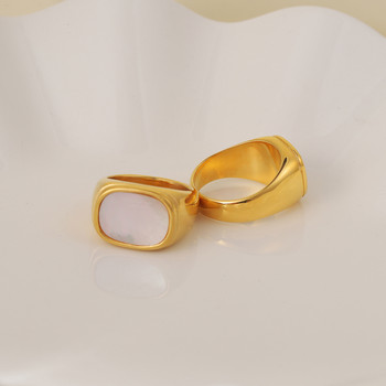 Горещи продавачи Пръстени с ленти от неръждаема стомана с бяла черупка за жени Изявени пръстени за жени Парти пръстени
