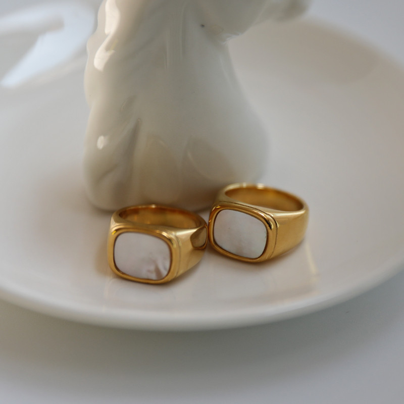 Karstā pārdevēja White Shell nerūsējošā tērauda lentes gredzeni sievietēm Statement gredzeni sieviešu ballīšu gredzeni