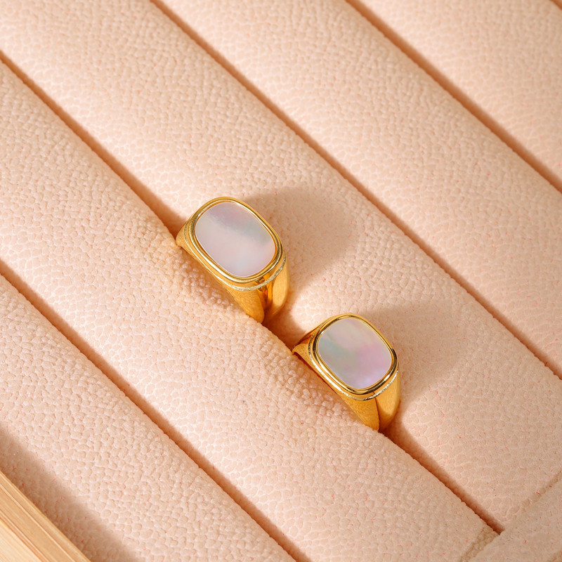 Karstā pārdevēja White Shell nerūsējošā tērauda lentes gredzeni sievietēm Statement gredzeni sieviešu ballīšu gredzeni