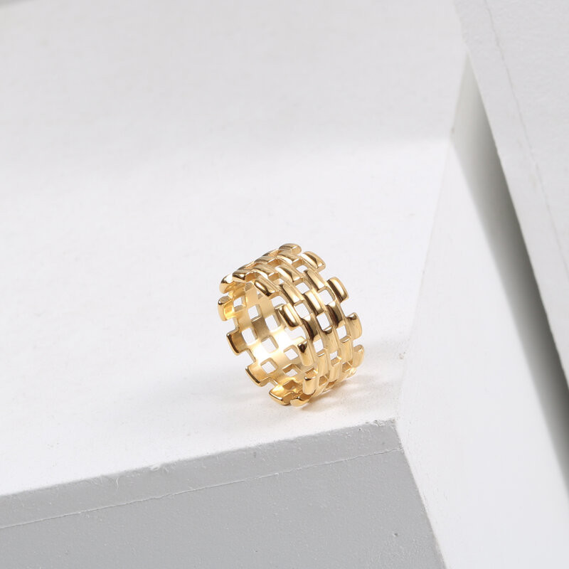 Joolim augstas klases zelta PVD antikvariāts ķēdes dobie gredzeni sievietēm nerūsējošā tērauda juvelierizstrādājumu vairumtirdzniecība