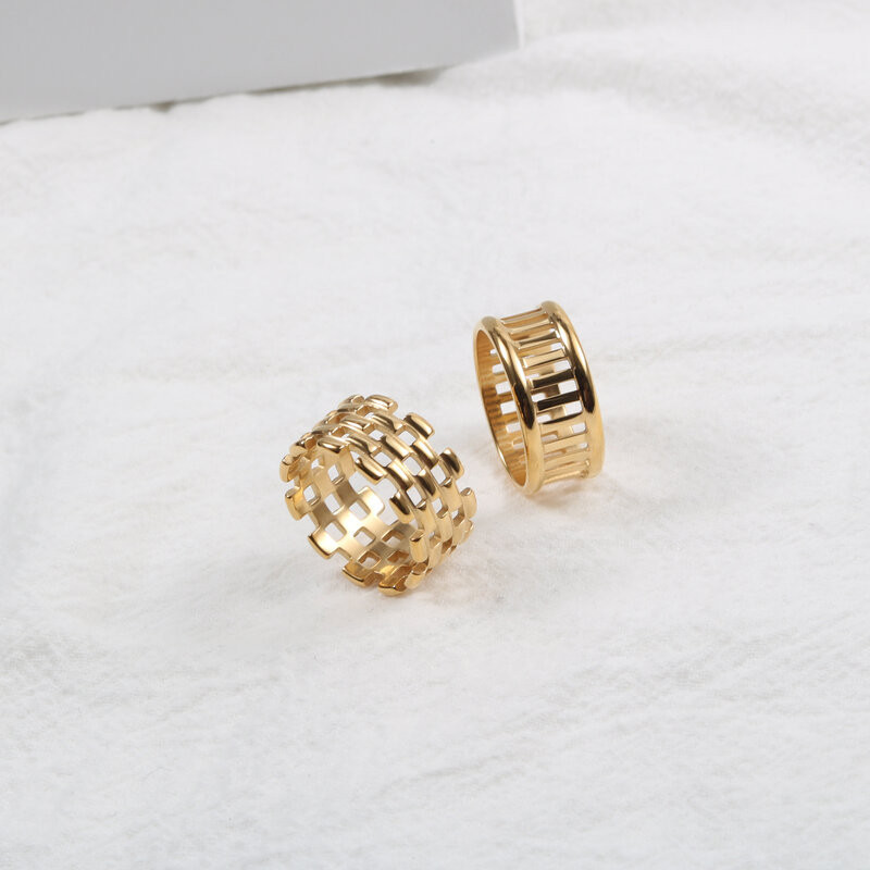 Joolim augstas klases zelta PVD antikvariāts ķēdes dobie gredzeni sievietēm nerūsējošā tērauda juvelierizstrādājumu vairumtirdzniecība