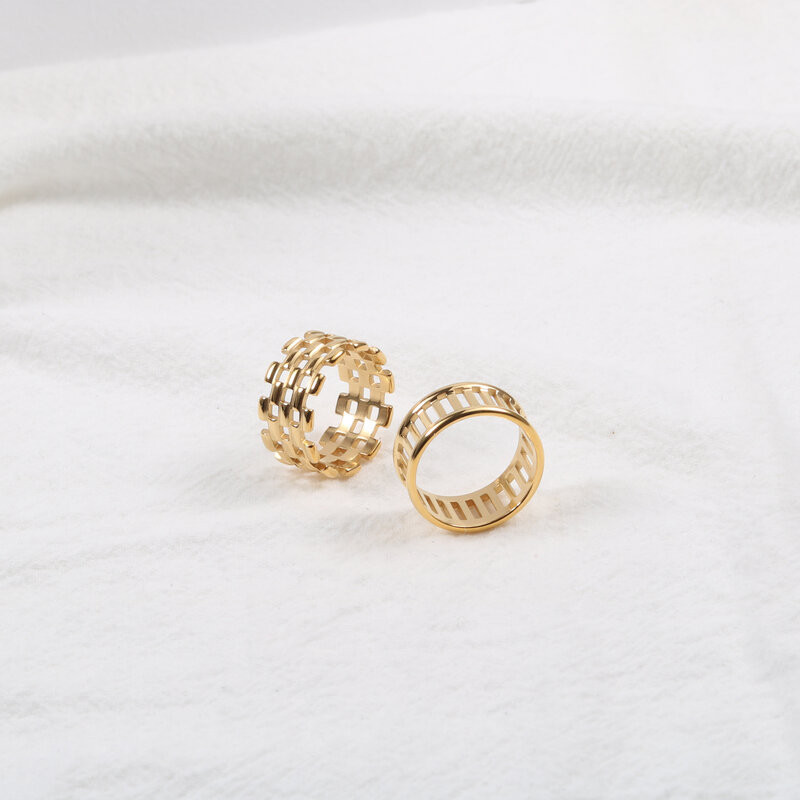 Joolim augstas klases zelta PVD antikvariāts ķēdes dobie gredzeni sievietēm nerūsējošā tērauda juvelierizstrādājumu vairumtirdzniecība