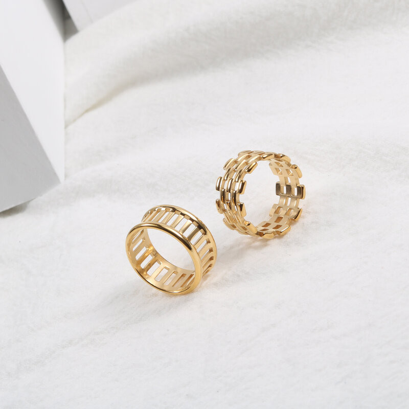 Joolim augstas klases zelta PVD antikvariāts ķēdes dobie gredzeni sievietēm nerūsējošā tērauda juvelierizstrādājumu vairumtirdzniecība