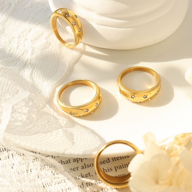 Joolim High End zlatni PVD vodootporni retro modni cirkonski prstenovi za žene Veleprodaja nakita od nehrđajućeg čelika