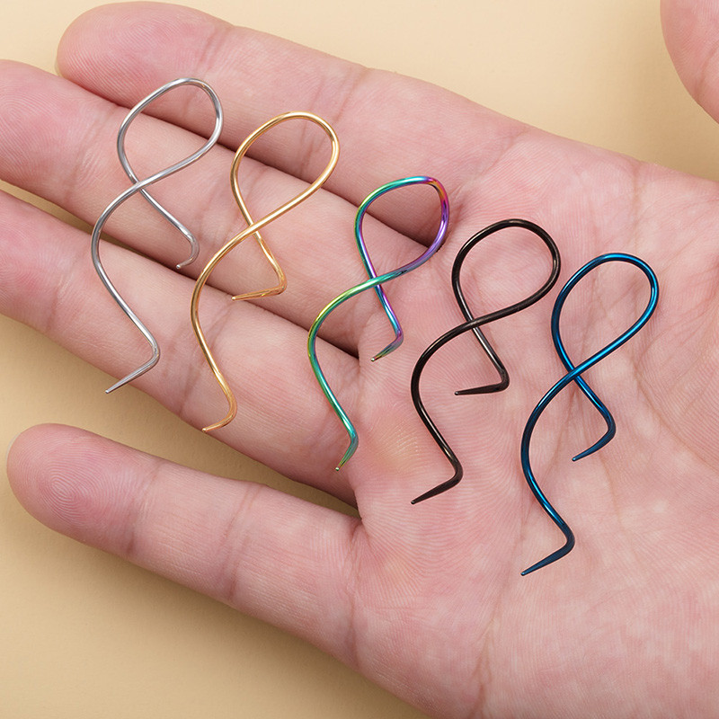 1PC Ķirurģiskā tērauda Twist piekarināmā cilpa auskars Konusveida auss svara pakaramais Helix Hoop Tragus nestuves paplašinātājs pīrsings ķermeņa rotaslietas