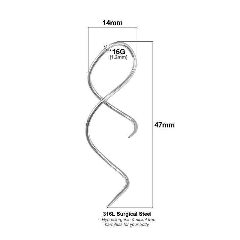1PC Ķirurģiskā tērauda Twist piekarināmā cilpa auskars Konusveida auss svara pakaramais Helix Hoop Tragus nestuves paplašinātājs pīrsings ķermeņa rotaslietas