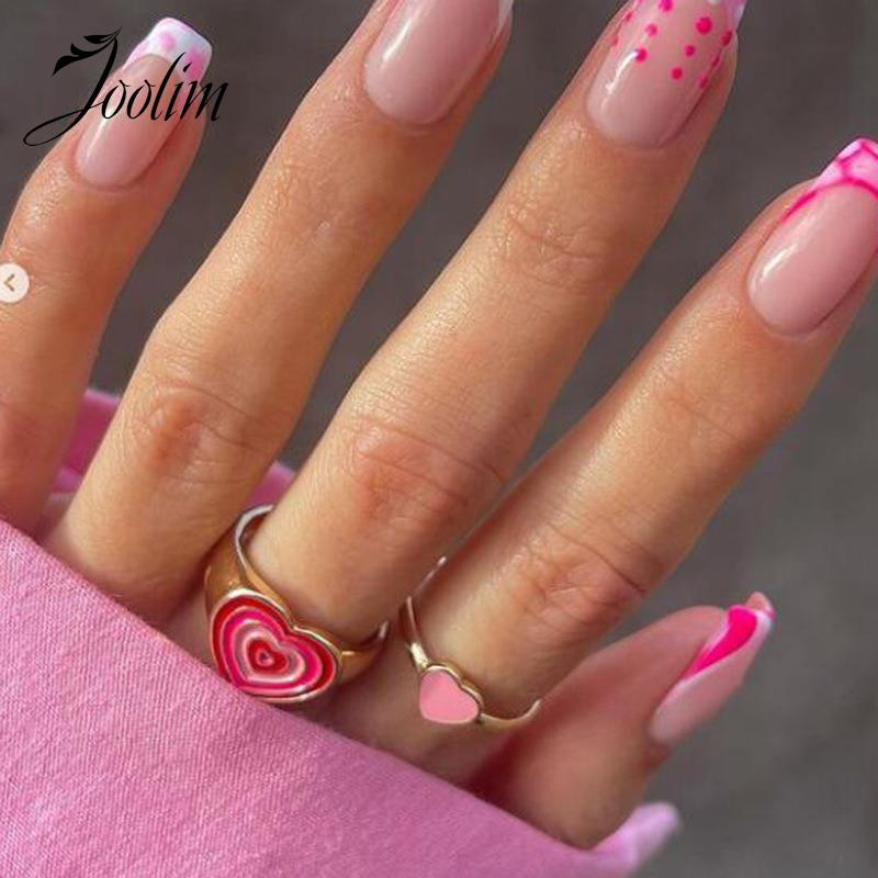 Joolim High End Gold Finish Tarnish Δωρεάν Romantic Pink Love Heart Rings Trendy 18K PVD επιμεταλλωμένα κοσμήματα από ανοξείδωτο χάλυβα Χονδρική