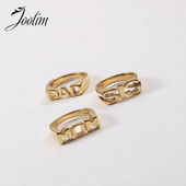 Joolim High End Gold Finish Free Tarnish MOM DAD SISTER Letter Seal Prstenovi Trendy za žene Veleprodaja nakita od nehrđajućeg čelika