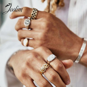 Joolim High End PVD Αδιάβροχο Απλά καρό ασπρόμαυρα πολύχρωμα δαχτυλίδια Τάση για γυναίκες Κοσμήματα από ανοξείδωτο χάλυβα Χονδρική